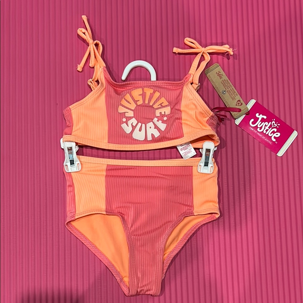 Justice Kids' Orange and Pink Swim Set